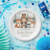 可愛いウッドランド森林緑の金ゴールド赤ちゃんシャワー ペーパープレート (パーティー)