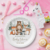 可愛いウッドランド森林緑の金ゴールド赤ちゃんシャワー ペーパープレート (パーティー)