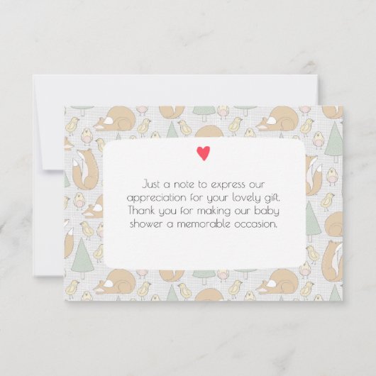 可愛いウッドランド生き物の赤ちゃんシャワー 招待状 (裏面)