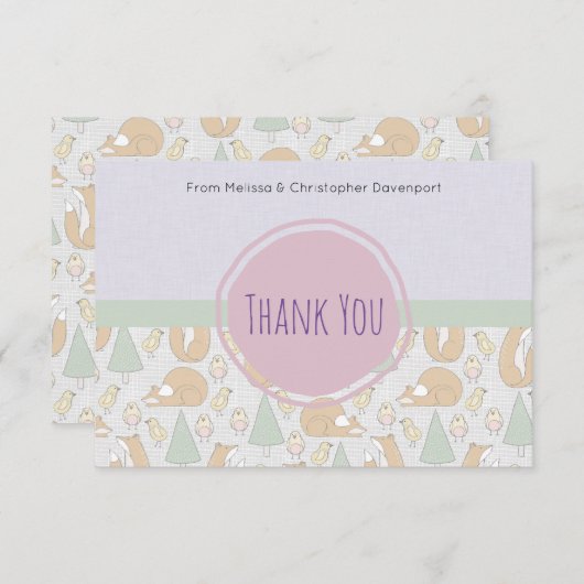 可愛いウッドランド生き物の赤ちゃんシャワー 招待状 (正面/裏面)