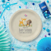可愛いウッドランド生き物マンガ赤ちゃんシャワー ペーパープレート (パーティー)