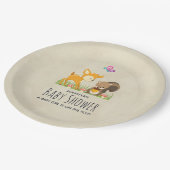 可愛いウッドランド生き物マンガ赤ちゃんシャワー ペーパープレート (アングル)