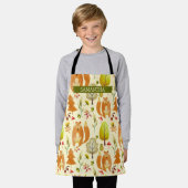 可愛いウッドランド秋キツネ模様お洒落木 エプロン (着用した状態)
