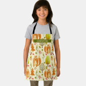 可愛いウッドランド秋キツネ模様お洒落木 エプロン (インサイチュ)