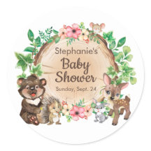 可愛いウッドランド素朴水彩動物の赤ちゃんシャワー