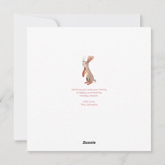 可愛いウッドランド緑とピンクのウッドランド動物林 シーズンカード (裏面)