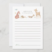 可愛いウッドランド赤ちゃんシャワーアドバイスカード (正面)