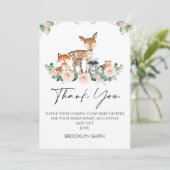可愛いウッドランド赤ちゃんシャワーサンキューカード 招待状 (スタンド正面)