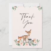 可愛いウッドランド赤ちゃんシャワーサンキューカード 招待状 (裏面)