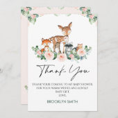 可愛いウッドランド赤ちゃんシャワーサンキューカード 招待状 (正面/裏面)