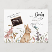 可愛いウッドランド超音波赤ちゃんシャワー インビテーションポストカード (正面)