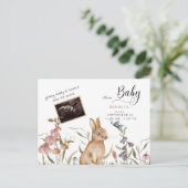 可愛いウッドランド超音波赤ちゃんシャワー インビテーションポストカード (スタンド正面)