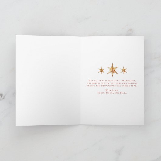 可愛いウッドランド鹿とスターメリークリスマスフォールディング カード (内部)