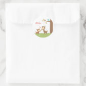 可愛いウッドランド鹿の母親と子供へ子 ラウンドシール (バッグ)