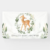 可愛いウッドランド鹿の緑の金ゴールド赤ちゃんシャワー 横断幕 (横)