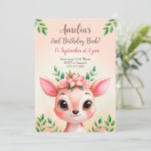 可愛いウッドランド鹿の誕生日カード 招待状 (スタンド正面)