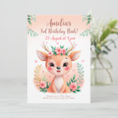 可愛いウッドランド鹿の誕生日カード 招待状 (スタンド正面)