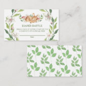 可愛いウッドランド鹿フローラ緑おむつラッフル エンクロージャーカード (正面/裏面)