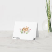 可愛いウッドランド鹿フローラ緑の赤ちゃんシャワー サンキューカード (裏面)