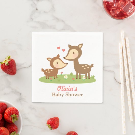 可愛いウッドランド鹿ベビーシャワーパーティー用品 スタンダードカクテルナプキン (インサイチュ)