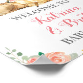 可愛いウッドランド鹿Co-Edベビーガールシャワーへようこそ ポスター (角)