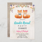 可愛いウッドランド·フォックス·ジェンダー·リビールの招待 招待状 (正面/裏面)