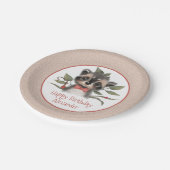 可愛いウッドランド・ラクーン少年の誕生日パーティー ペーパープレート (アングル)