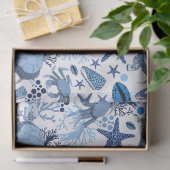 可愛いウミガメのカニのタイル模様パーティー 薄葉紙 (ギフト)