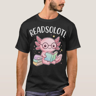 可愛いウーパールーパーが本を読む Readsolotl Tシャツ
