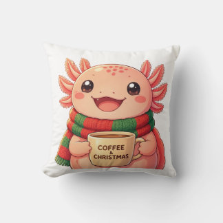 可愛いウーパールーパーのコーヒー クリスマスアクセント クッション