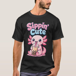 可愛いウーパールーパーのタピオカドリンク Tシャツ