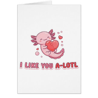 可愛いウーパールーパー バレンタイン I Like You A-Lotl Pun