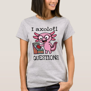 可愛いウーパールーパー+質問 アステカ おやおや 赤ボタン Tシャツ