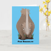 可愛いウールのサイのエラスマニウム漫画 カード (黄色い花)