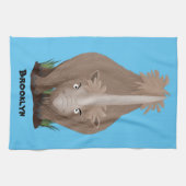 可愛いウールのサイのエラスマニウム漫画 キッチンタオル (横)