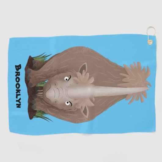 可愛いウールのサイのエラスマニウム漫画 ゴルフタオル (横)