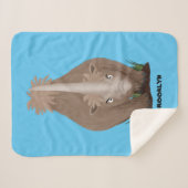 可愛いウールのサイのエラスマニウム漫画 シェルパブランケット (正面(横))