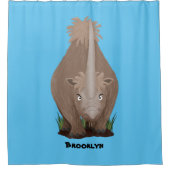 可愛いウールのサイのエラスマニウム漫画 シャワーカーテン (正面)