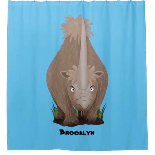 可愛いウールのサイのエラスマニウム漫画 シャワーカーテン (正面)