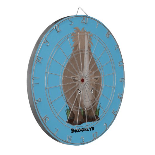 可愛いウールのサイのエラスマニウム漫画 ダーツボード (正面左)