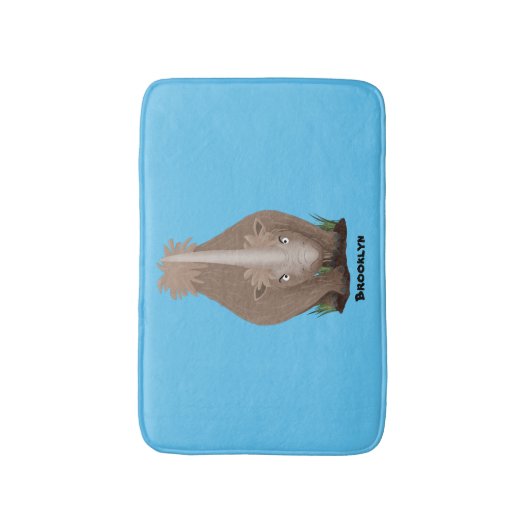 可愛いウールのサイのエラスマニウム漫画 バスマット (正面縦)