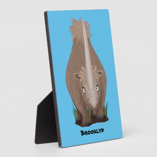 可愛いウールのサイのエラスマニウム漫画 フォトプラーク (側面)