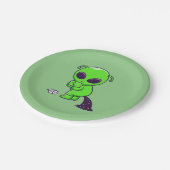 可愛いエイリアンプーピング宇宙 ペーパープレート (アングル)