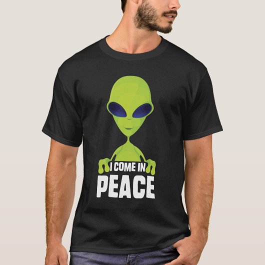 可愛いエイリアン来I In Peace宇宙Rave EDM Music Al Tシャツ (正面)