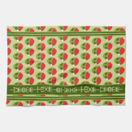 可愛いエイリアンSanta Hat Motifグリフのテキスト キッチンタオル