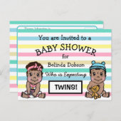 可愛いエスニックツインベビーシャワー招待状 ポストカード (正面/裏面)