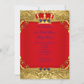 可愛いエスニックベイビーシャワーボーイレガルレッド王室のブルー 招待状 (裏面)