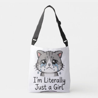 可愛いエモい悲しい猫 "I'm Literally Just a Girl" クロスボディバッグ