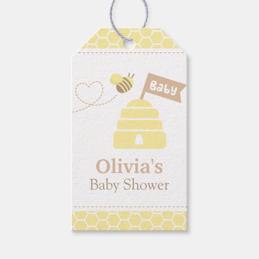 可愛いエレガントのまわりに赤ちゃんシャワーラベル ギフトタグ (正面)