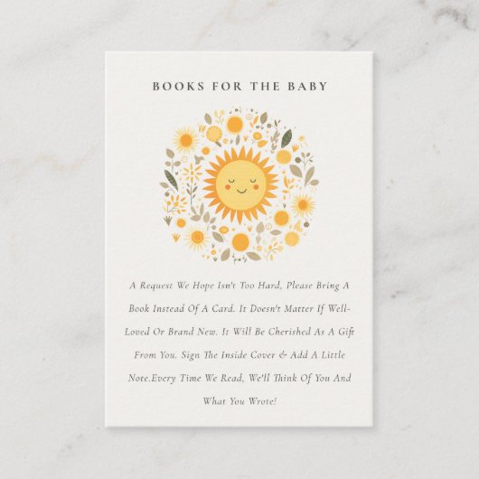 可愛いエレガントぼほフローラサンブックス赤ちゃんシャワー エンクロージャーカード (正面)